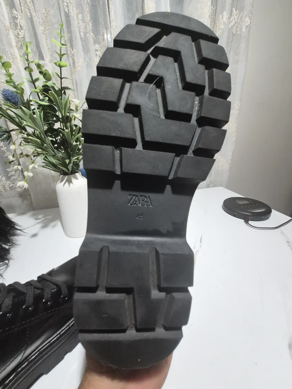 Zara Black Platform Lace-Up Combat Boots
